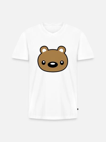 teddy face head cuddly toy - Men's Premium Organic T-shirt with V-neck - white