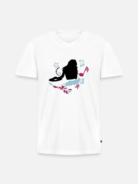 female DJ - Men's Premium Organic T-shirt with V-neck - white