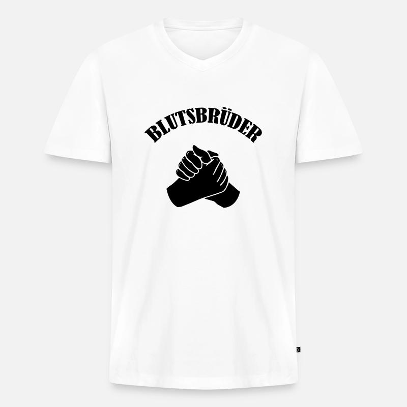 blutsbrueder_001 - Männer Premium Bio T-Shirt mit V-Ausschnitt - Weiß