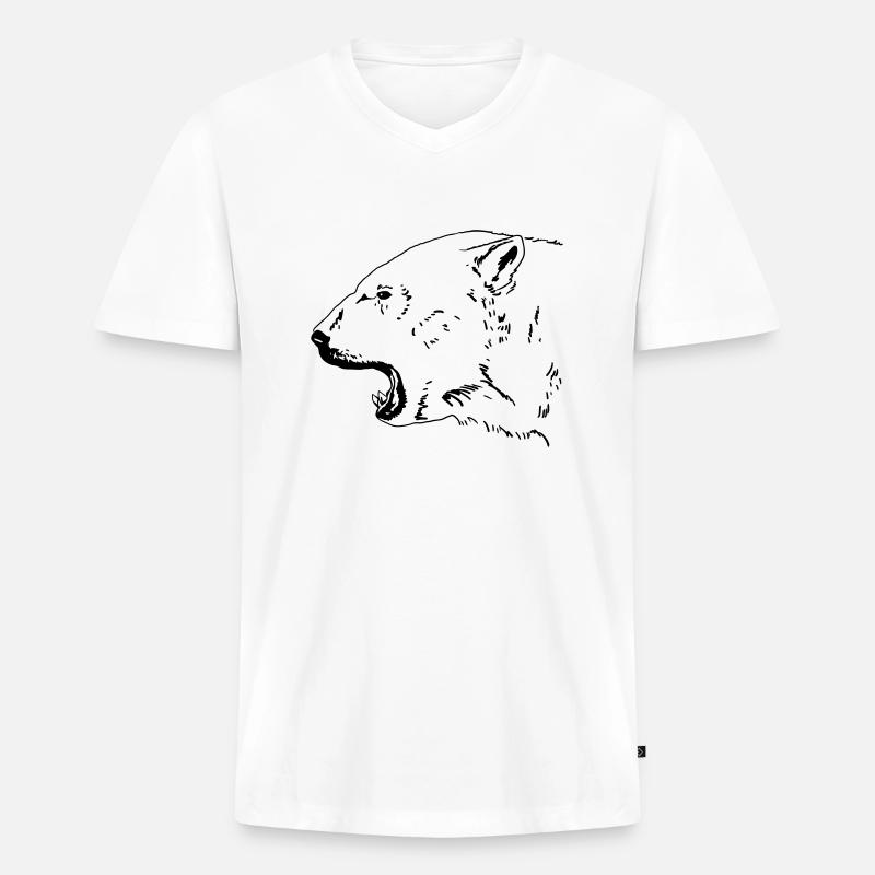 Eisbär - Männer Premium Bio T-Shirt mit V-Ausschnitt - Weiß
