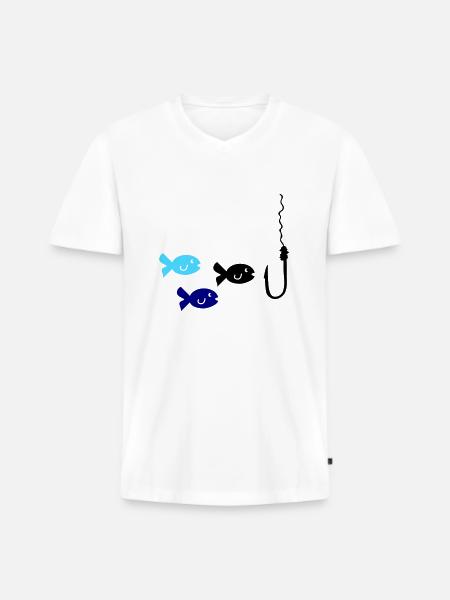 Fishing Fish - Men's Premium Organic T-shirt with V-neck - white