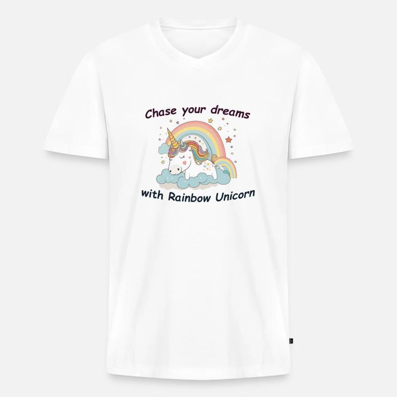 Traum vom Einhorn - Männer Premium Bio T-Shirt mit V-Ausschnitt - Weiß