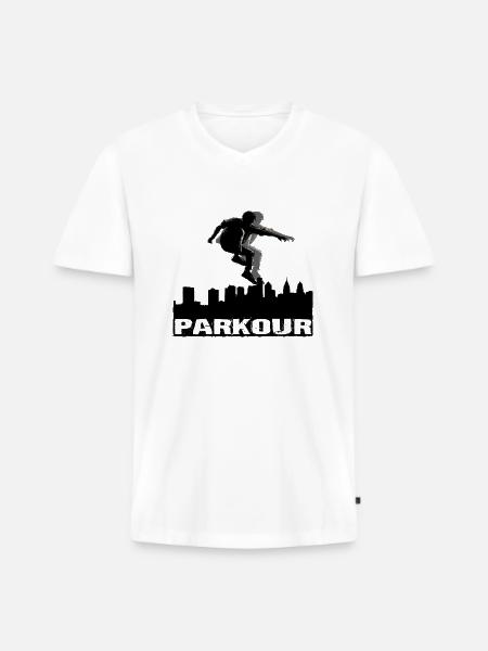Parkour - Men's Premium Organic T-shirt with V-neck - white