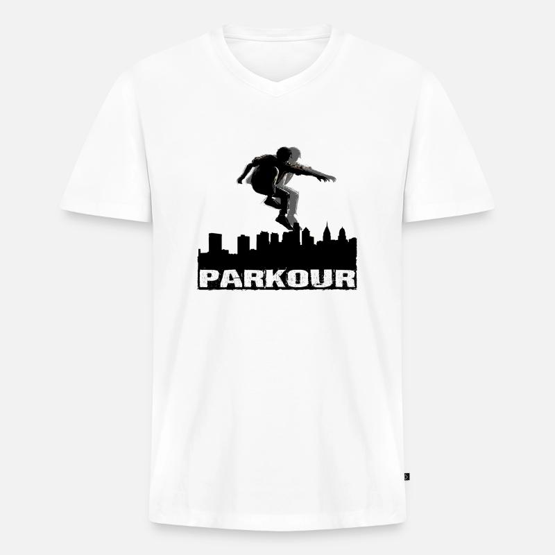 Parkour - Männer Premium Bio T-Shirt mit V-Ausschnitt - Weiß