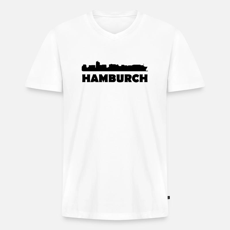 Hamburch auf Einheimisch - Männer Premium Bio T-Shirt mit V-Ausschnitt - Weiß