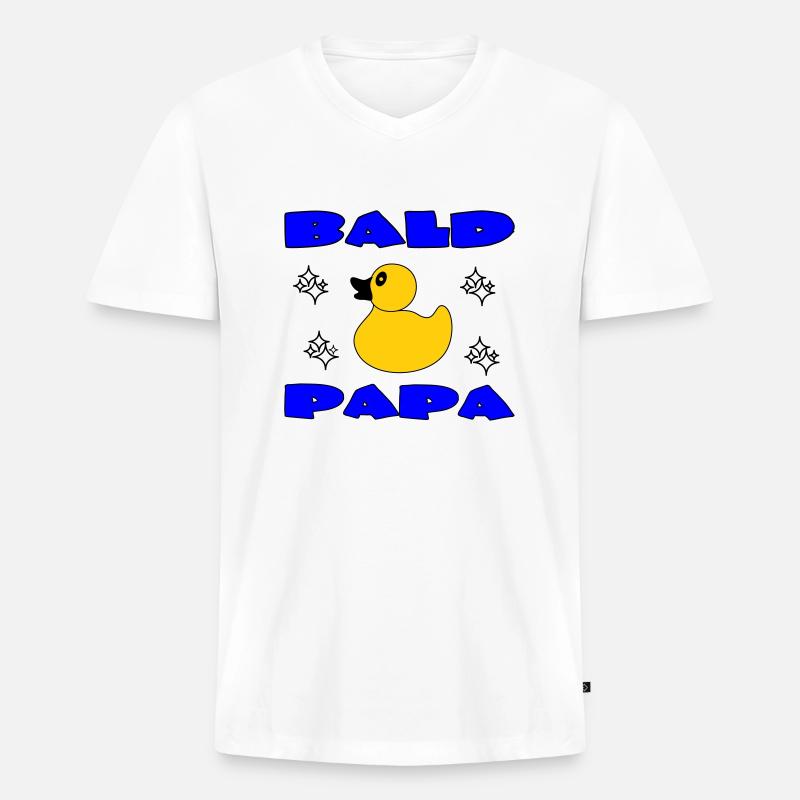 KAHLKÖPFIGER PAPA - Männer Premium Bio T-Shirt mit V-Ausschnitt - Weiß