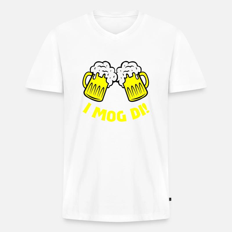 bier i mog di - Männer Premium Bio T-Shirt mit V-Ausschnitt - Weiß