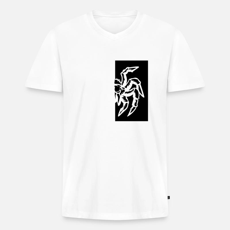spinne spider - Männer Premium Bio T-Shirt mit V-Ausschnitt - Weiß