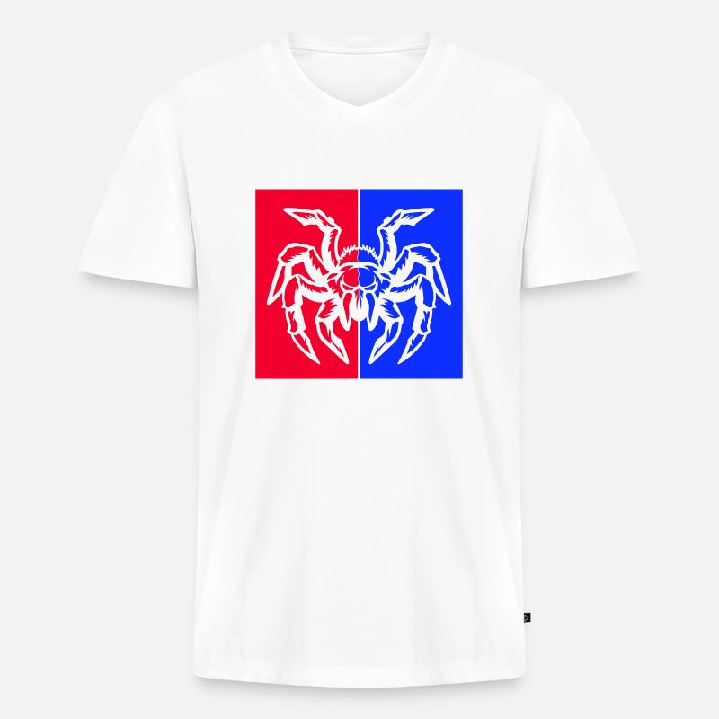 spinne spider - Männer Premium Bio T-Shirt mit V-Ausschnitt - Weiß