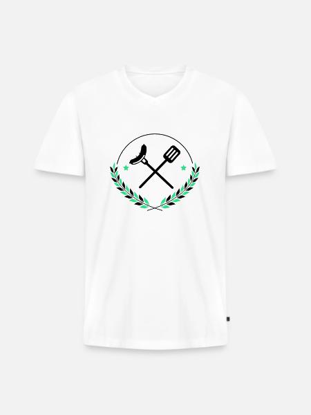 Grilling cutlery Grilling - Men's Premium Organic T-shirt with V-neck - white