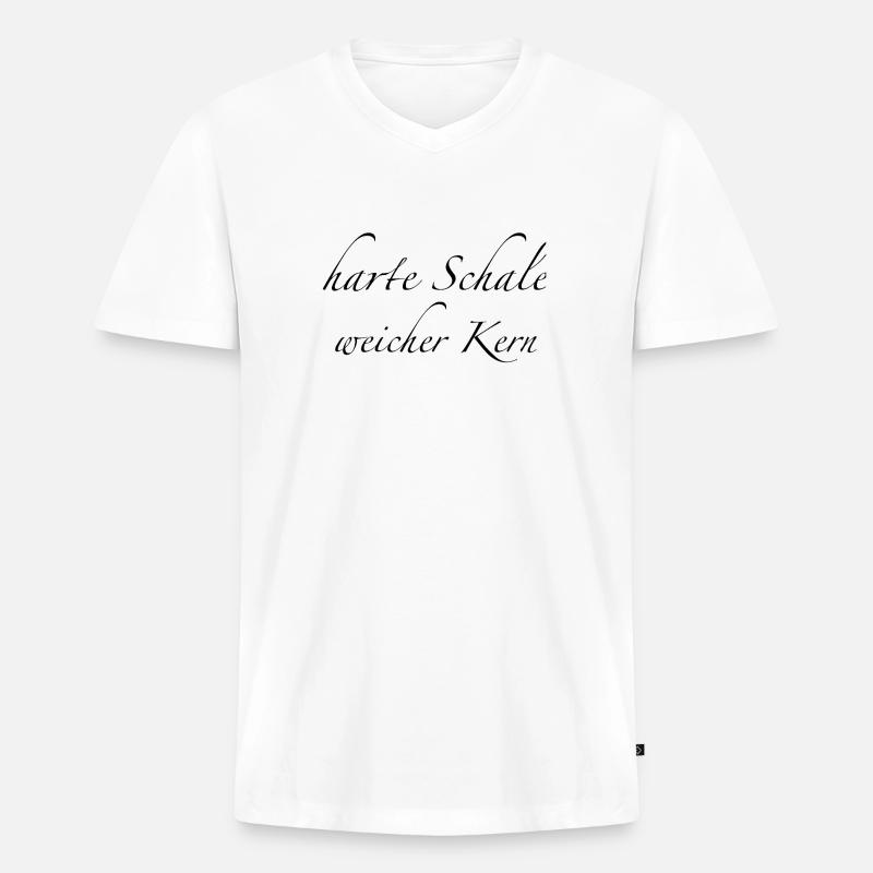 harte Schale weicher Kern - Männer Premium Bio T-Shirt mit V-Ausschnitt - Weiß