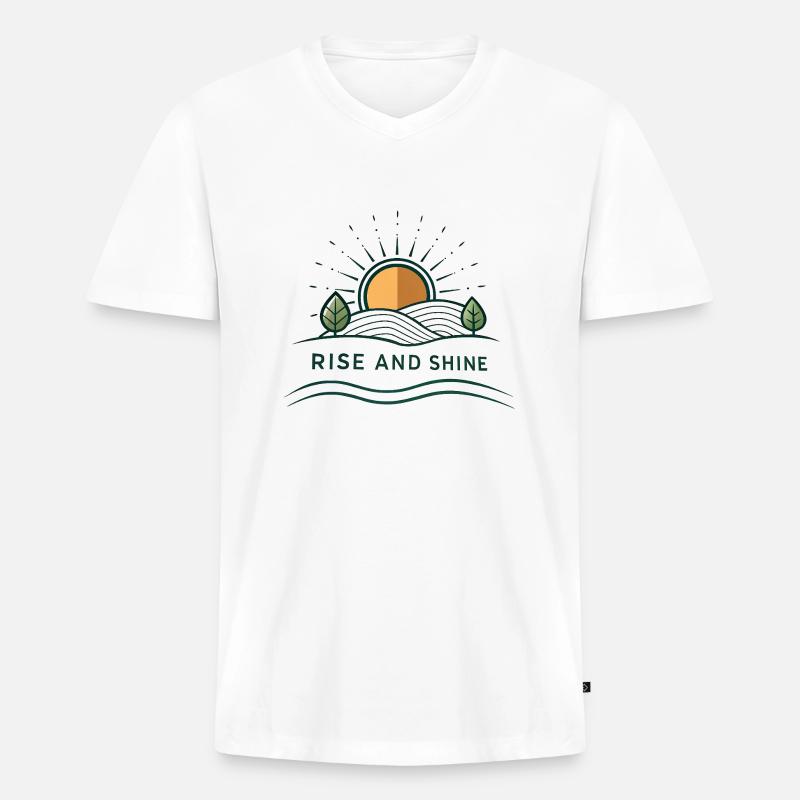 Raus aus den Federn - Männer Premium Bio T-Shirt mit V-Ausschnitt - Weiß