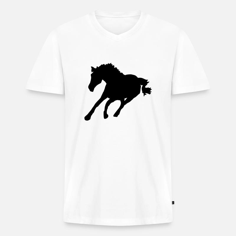 pferd - Männer Premium Bio T-Shirt mit V-Ausschnitt - Weiß