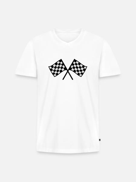 Zielflagge - Männer Premium Bio T-Shirt mit V-Ausschnitt - Weiß