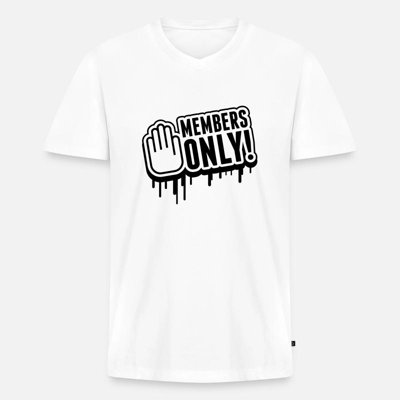 members_only_tr1 - Männer Premium Bio T-Shirt mit V-Ausschnitt - Weiß