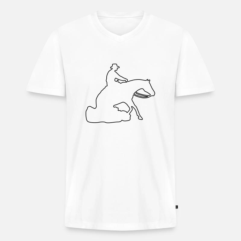 Sliding Stop Silhoutte Rand - Männer Premium Bio T-Shirt mit V-Ausschnitt - Weiß