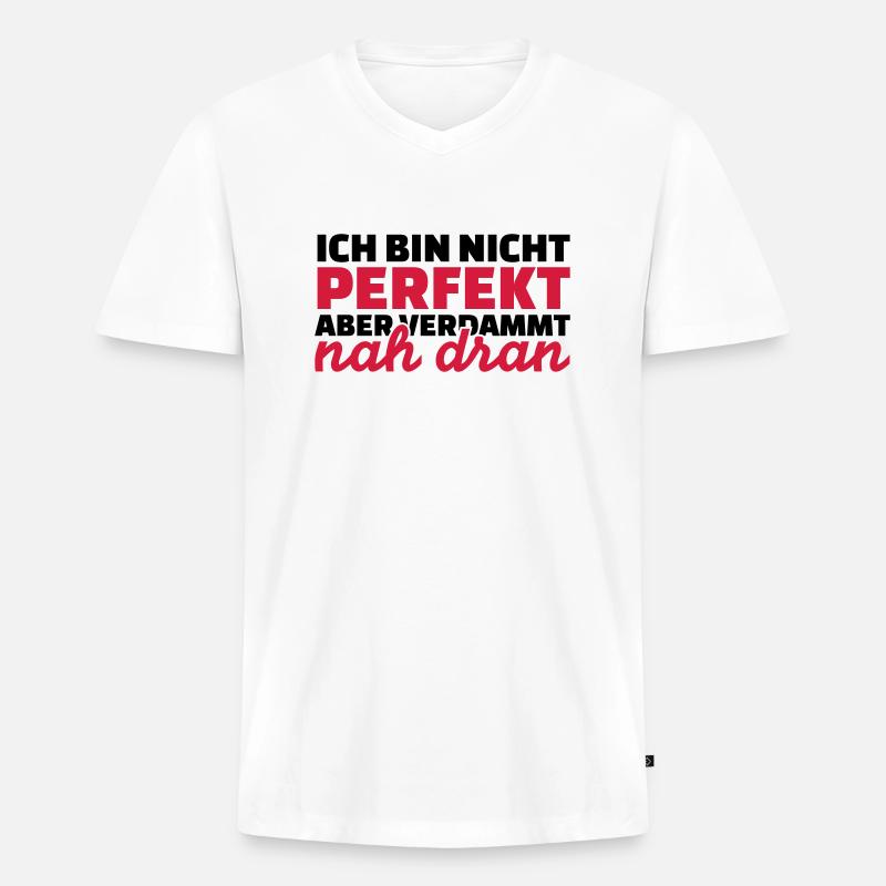 Perfekt - Männer Premium Bio T-Shirt mit V-Ausschnitt - Weiß