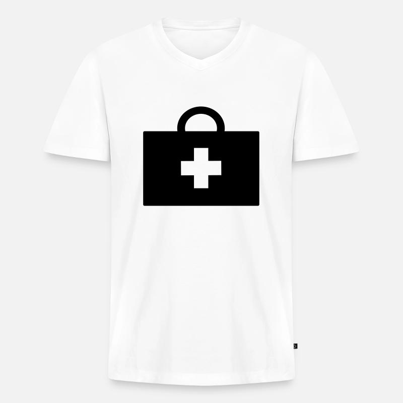 arzt_koffer_01 - Männer Premium Bio T-Shirt mit V-Ausschnitt - Weiß