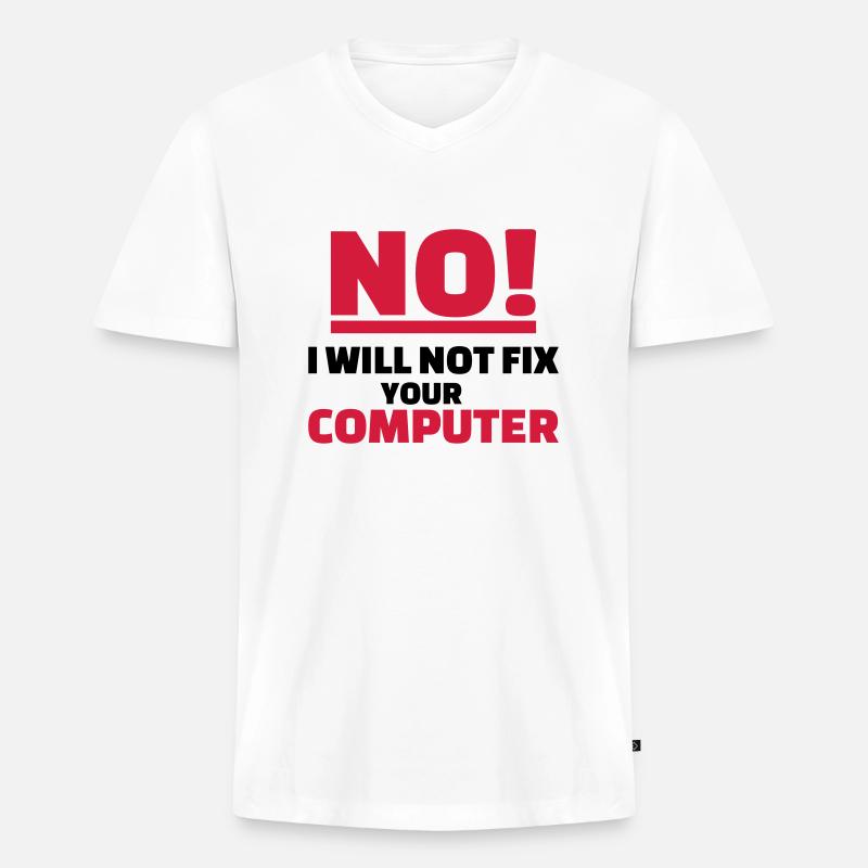 Computer - Männer Premium Bio T-Shirt mit V-Ausschnitt - Weiß