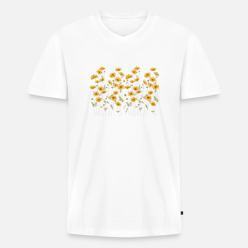 Gänseblümchen,Blumenwiese, Garten - Männer Premium Bio T-Shirt mit V-Ausschnitt - Weiß