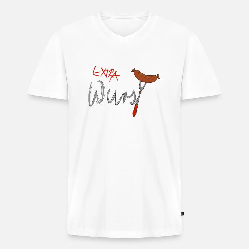 Extra Wurst - Männer Premium Bio T-Shirt mit V-Ausschnitt - Weiß