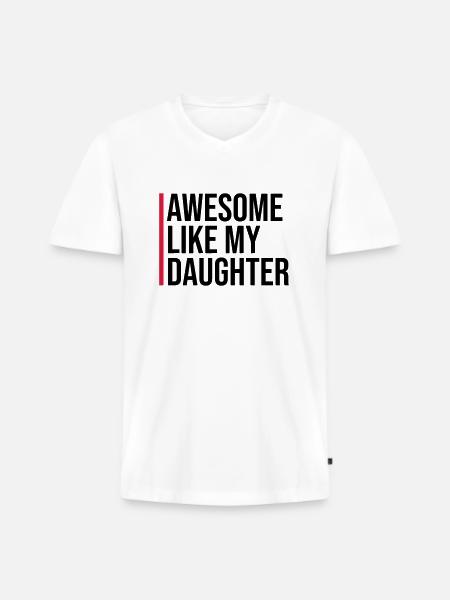 GÉNIAL COMME MA FILLE - T-shirt encolure en V Premium bio Homme - blanc