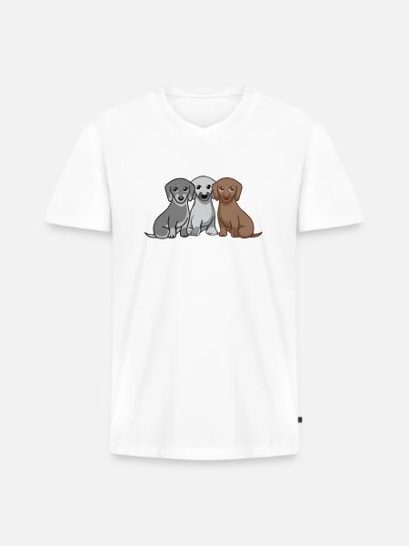 Drei Hunde - Männer Premium Bio T-Shirt mit V-Ausschnitt - Weiß