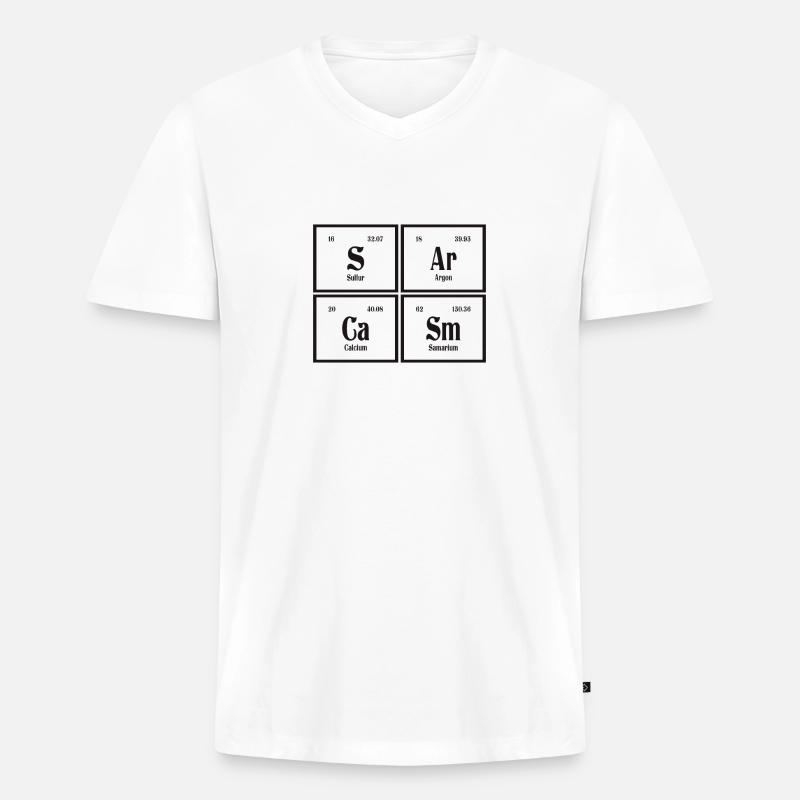 Sarkasmus | Periodensystem der Elemente - Männer Premium Bio T-Shirt mit V-Ausschnitt - Weiß