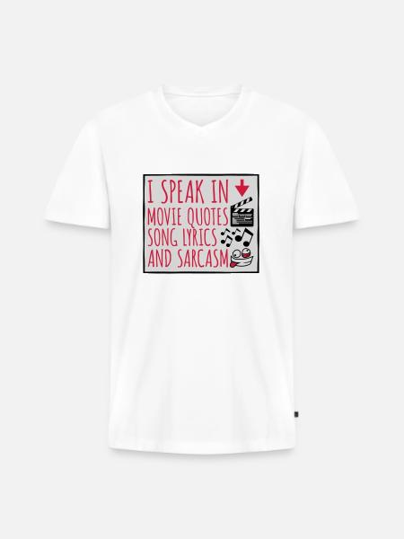 speak lyrics and sarcasm - Men's Premium Organic T-shirt with V-neck - white