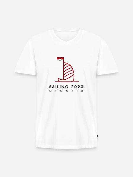 Sailing Croatia 2023 - Männer Premium Bio T-Shirt mit V-Ausschnitt - Weiß