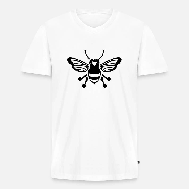 Zikade - Männer Premium Bio T-Shirt mit V-Ausschnitt - Weiß