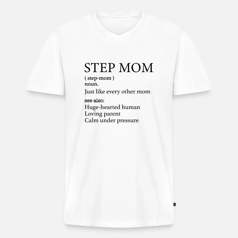 Stiefmutter Definition - Stiefmutter Bedeutung - Männer Premium Bio T-Shirt mit V-Ausschnitt - Weiß