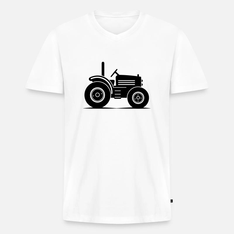 Traktor - Männer Premium Bio T-Shirt mit V-Ausschnitt - Weiß