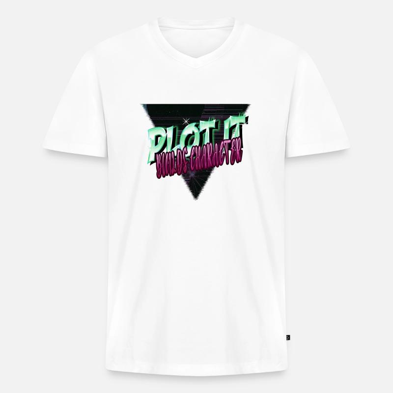 funny present storytelling techniques - Männer Premium Bio T-Shirt mit V-Ausschnitt - Weiß