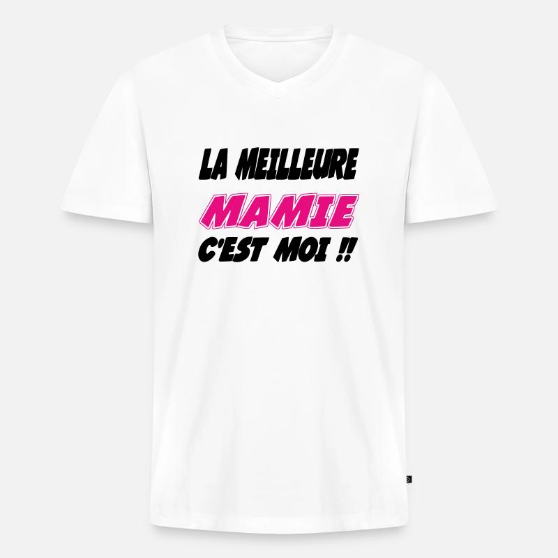 Die beste Oma bin ich - Männer Premium Bio T-Shirt mit V-Ausschnitt - Weiß