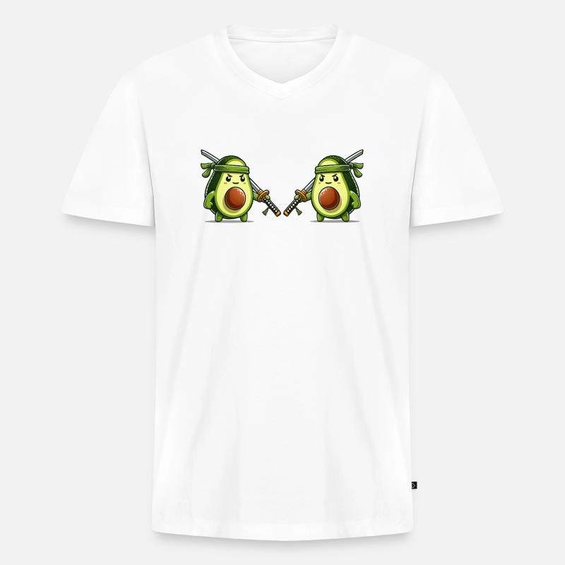 avocado samurai 2 - Männer Premium Bio T-Shirt mit V-Ausschnitt - Weiß