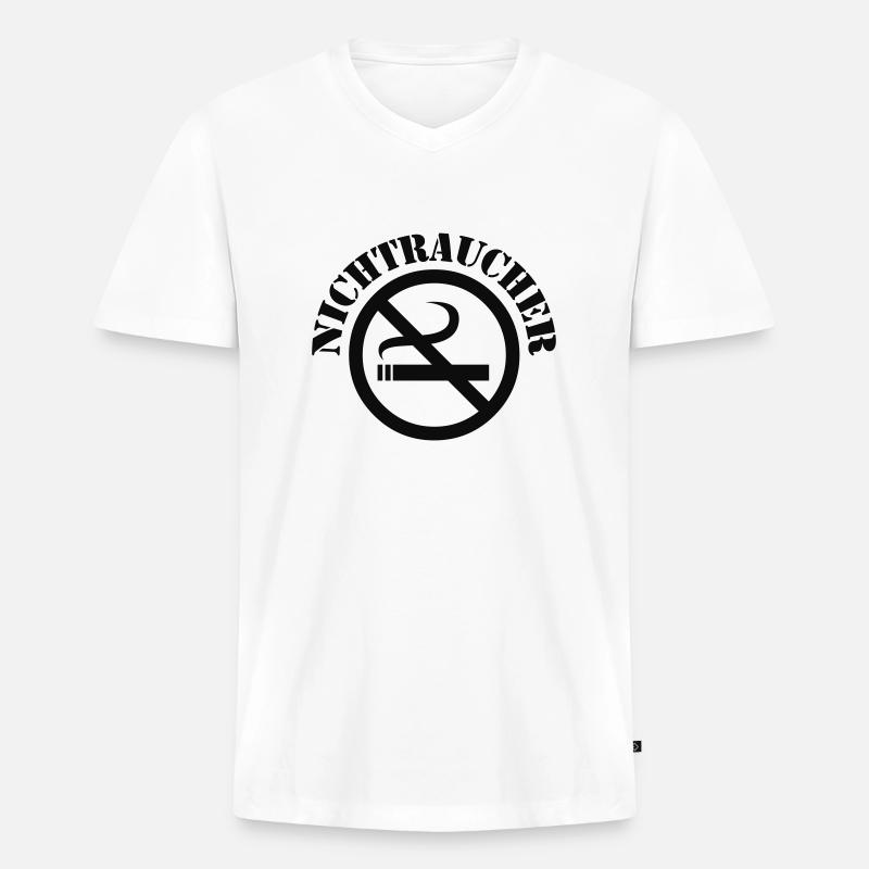 Nichtraucher - Männer Premium Bio T-Shirt mit V-Ausschnitt - Weiß