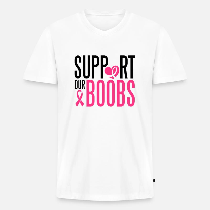 Support our boobs - Männer Premium Bio T-Shirt mit V-Ausschnitt - Weiß