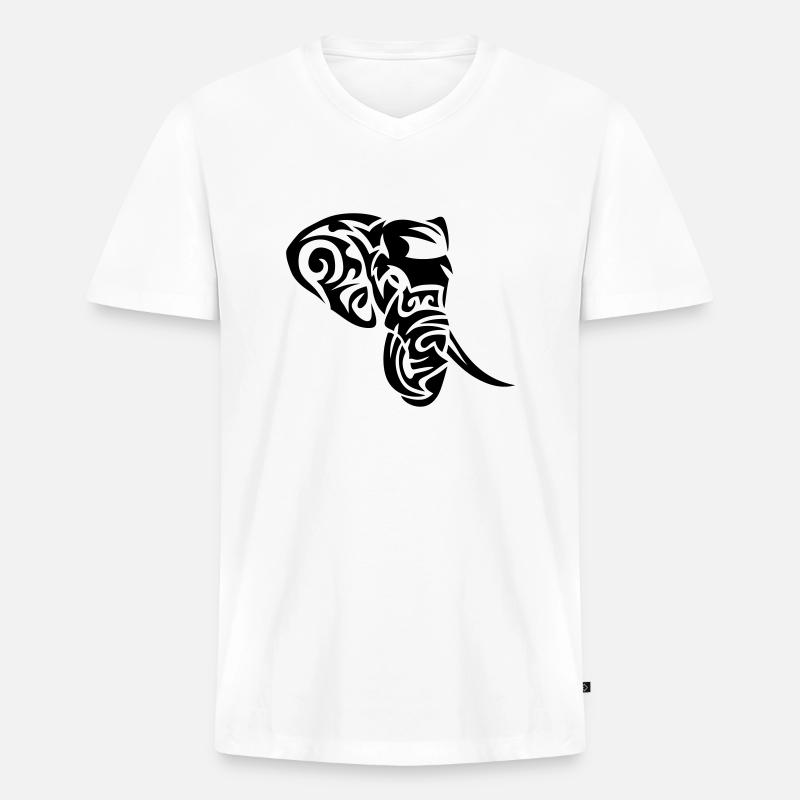 Stammes-Elefant elefant 402 - Männer Premium Bio T-Shirt mit V-Ausschnitt - Weiß