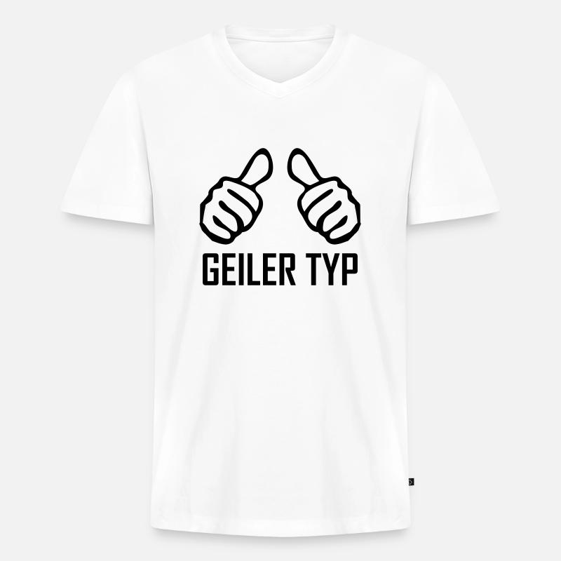 geiler typ - Männer Premium Bio T-Shirt mit V-Ausschnitt - Weiß