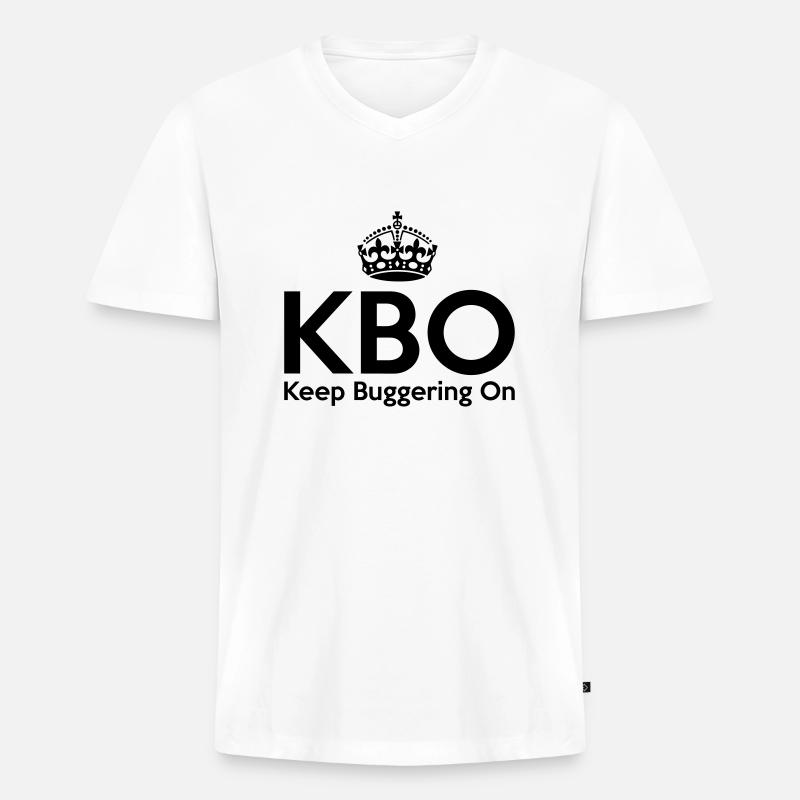 KBO - Keep Buggering on - Männer Premium Bio T-Shirt mit V-Ausschnitt - Weiß