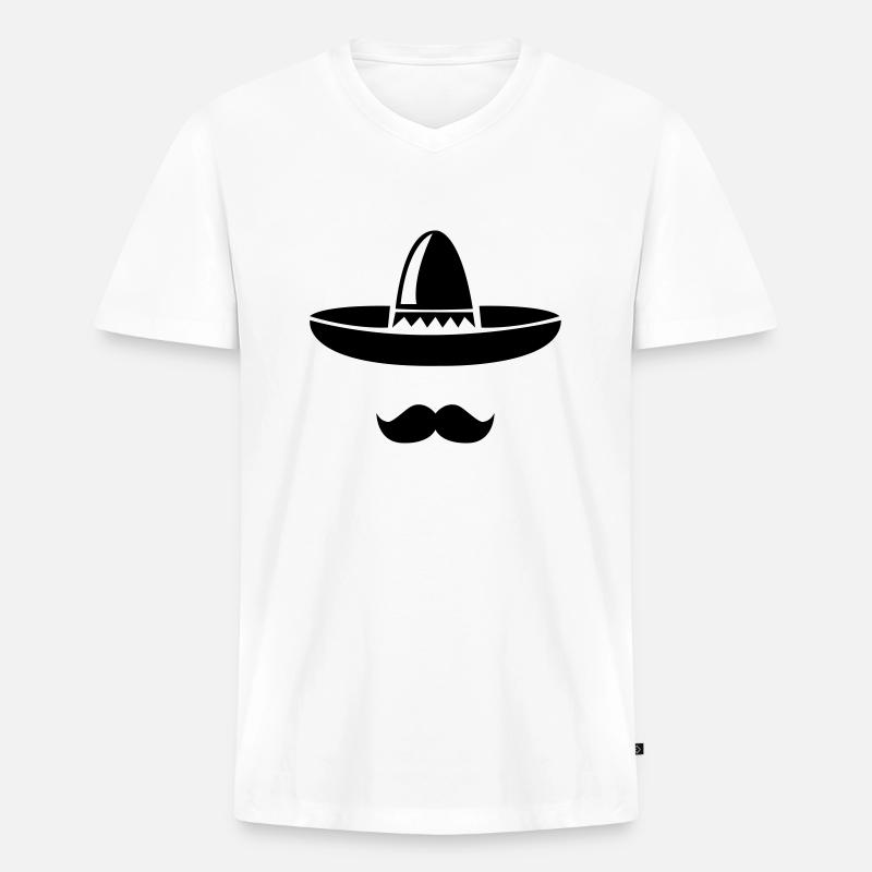 mexico_hut_1 - Männer Premium Bio T-Shirt mit V-Ausschnitt - Weiß