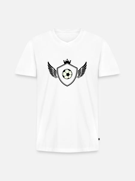 fussball wappen - Männer Premium Bio T-Shirt mit V-Ausschnitt - Weiß