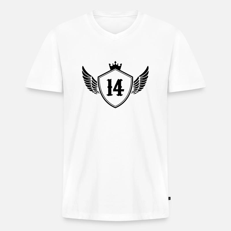 wappen 14 - Männer Premium Bio T-Shirt mit V-Ausschnitt - Weiß