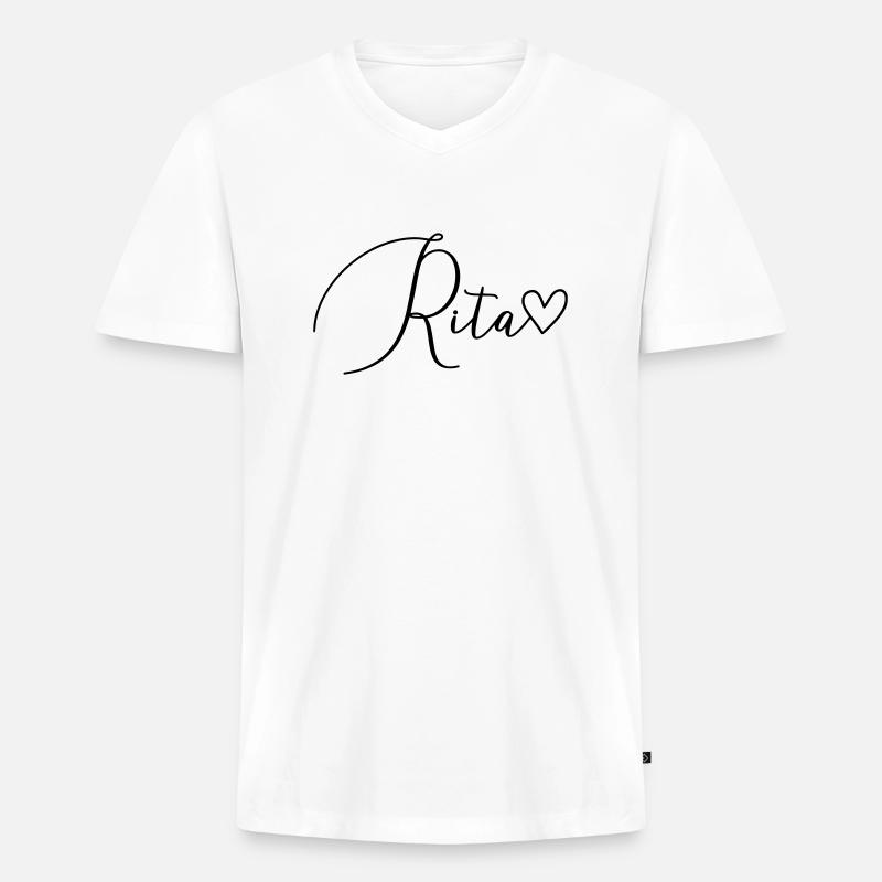 Rita Name Vorname Mädchen - Männer Premium Bio T-Shirt mit V-Ausschnitt - Weiß