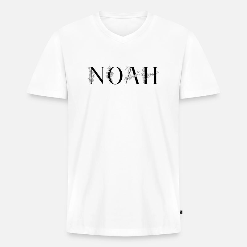 Name - Noah - Männer Premium Bio T-Shirt mit V-Ausschnitt - Weiß