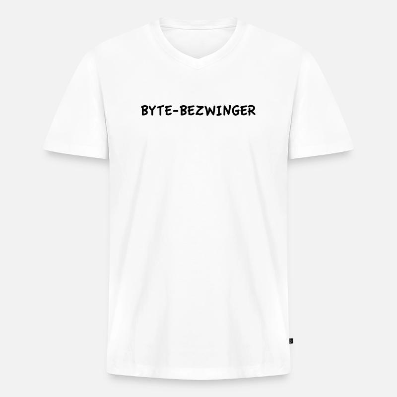 Byte-Bezwinger - Männer Premium Bio T-Shirt mit V-Ausschnitt - Weiß