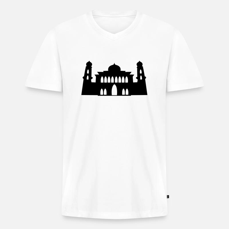 moschee silhouette - Männer Premium Bio T-Shirt mit V-Ausschnitt - Weiß