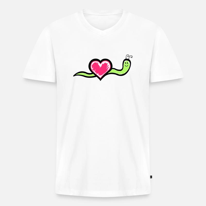 schnecke 02 - Männer Premium Bio T-Shirt mit V-Ausschnitt - Weiß