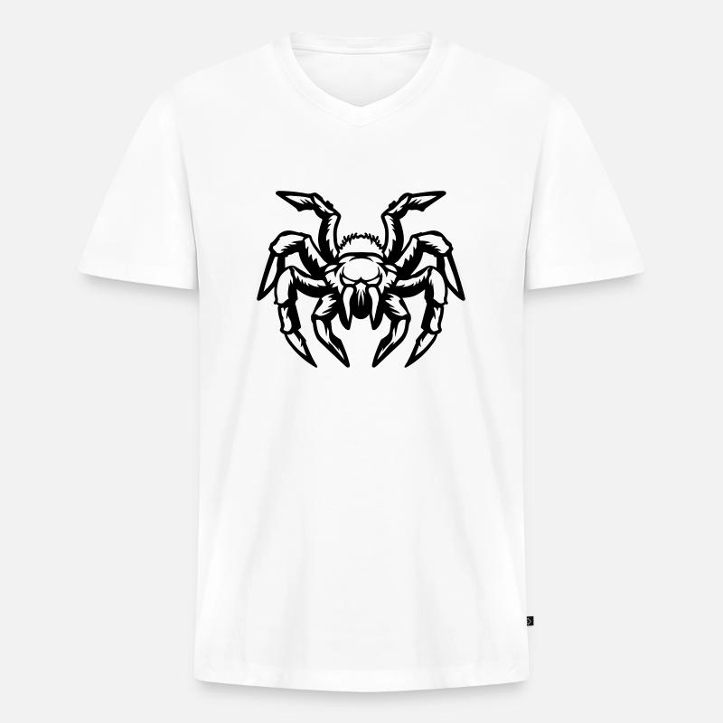 spinne - Männer Premium Bio T-Shirt mit V-Ausschnitt - Weiß